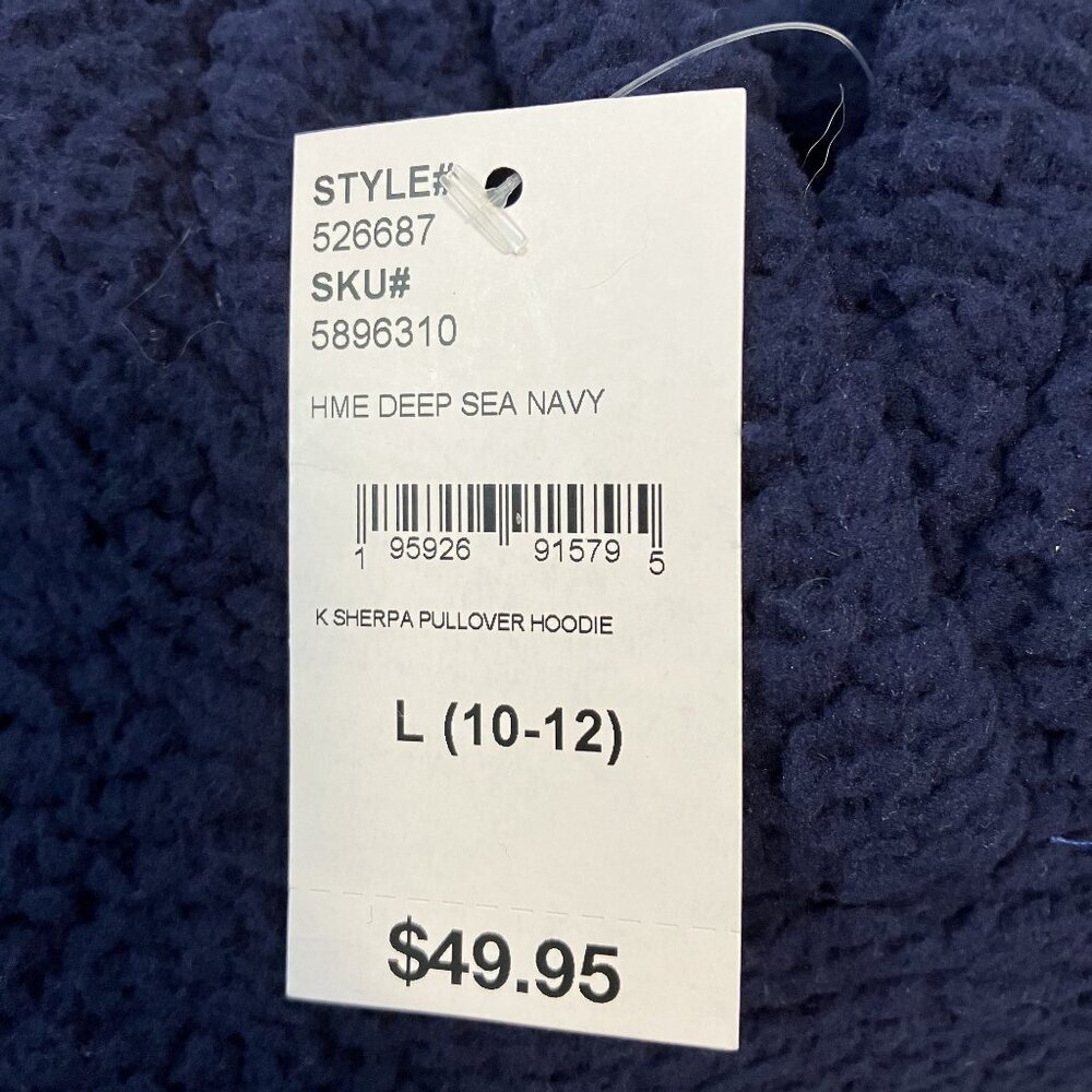 Lands' End NWT Deep Sea Navy Sherpa Pullover Hoodie Size L (10/12) - Picture 4 of 8